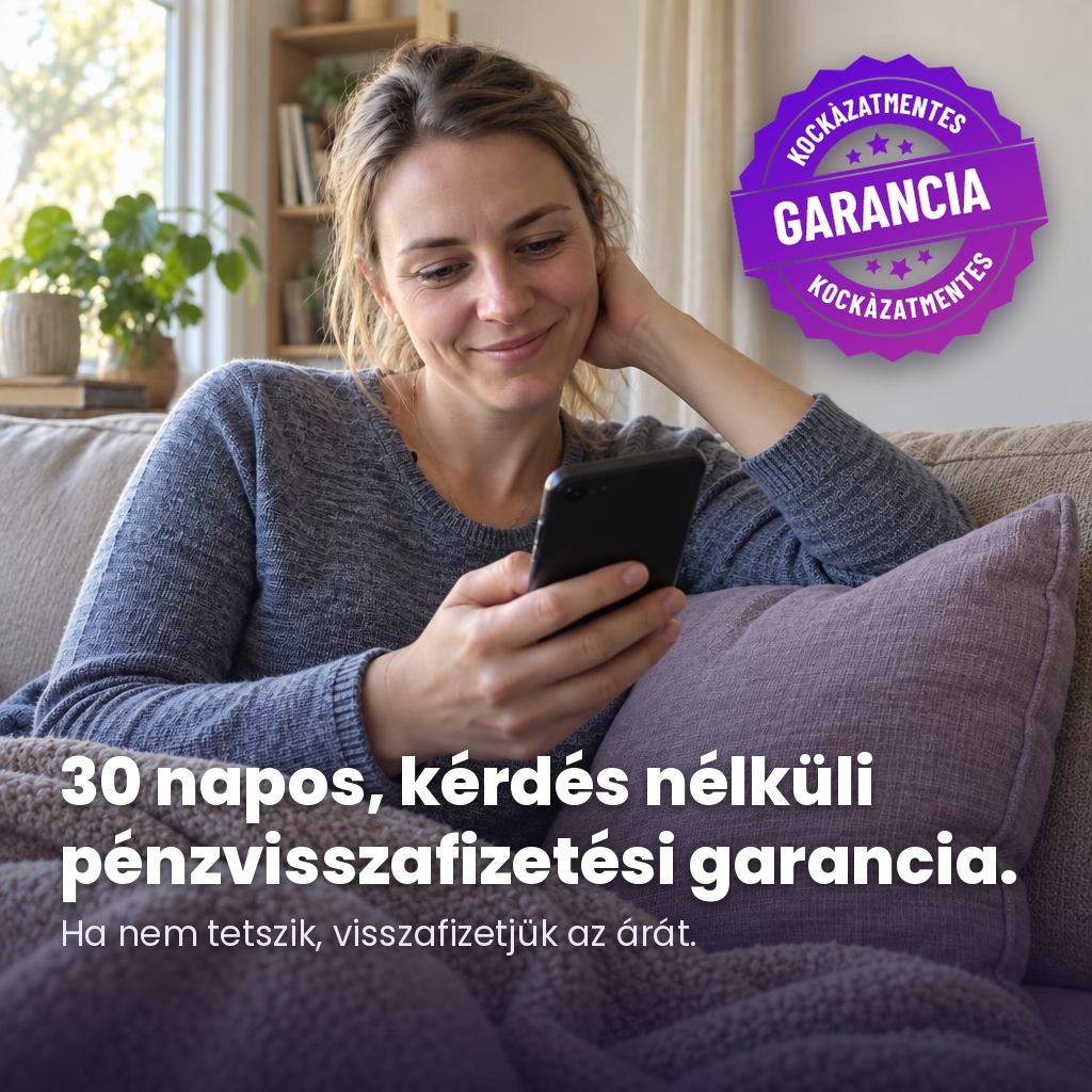 30 napos, kérdés nélküli pénzvisszafizetés
